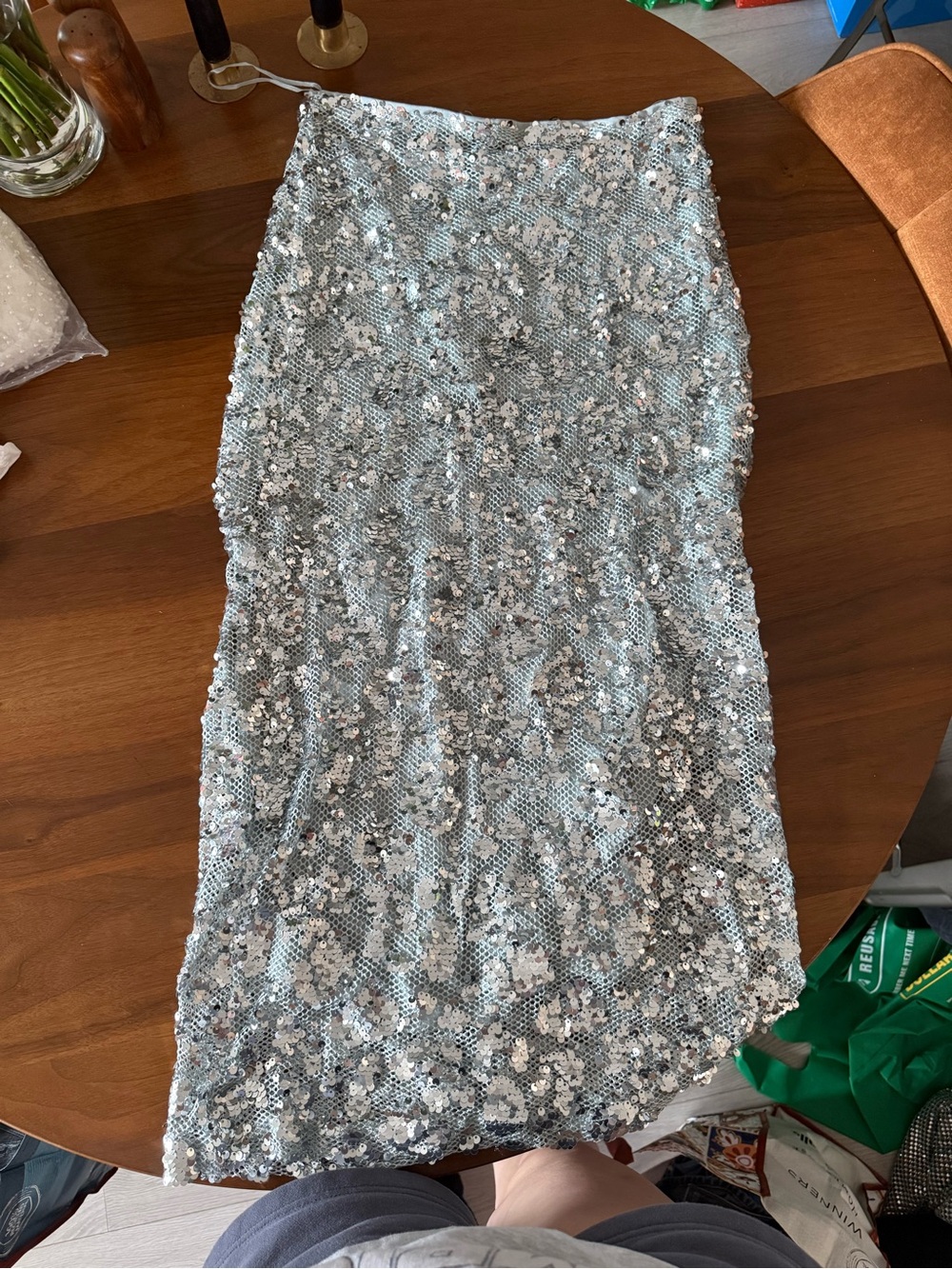 Zara Sequined Silver Women's skirt